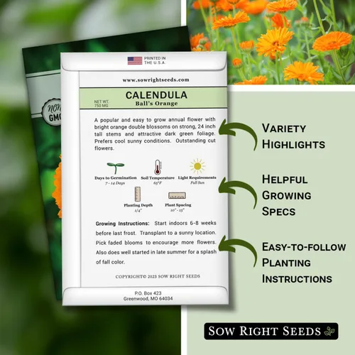 Miniatura 2 de Sow Right Seeds - Semillas de caléndula naranja Ball's para plantar - Paquete de reliquia sin OMG con instrucciones para plantar un jardín en casa