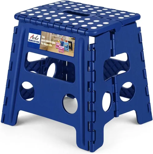 Miniatura 17 de ACKO Taburete plegable plegable de 16 pulgadas, 400 libras de capacidad, taburetes de plástico para adultos y niños, taburetes plegables para Blanco