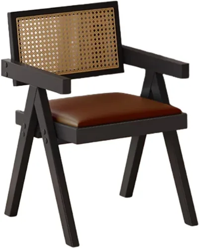 Miniatura 46 de YVYKFZD Juego de sillas de comedor de ratán, sillas de comedor de madera, sillas de cocina con respaldo tejido, sillón tapizado, silla auxiliar