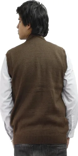 Miniatura 2 de Suéter de punto de lana de alpaca suave para hombre, con cuello en V, con botones, chaleco de golf, diseño de diamante