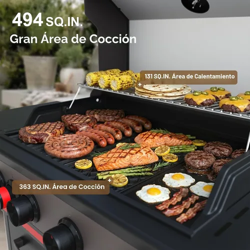 Miniatura 5 de Brand-Man - Parrilla de gas propano de 4 quemadores con quemador lateral infrarrojo, parrilla de barbacoa total de 52,000 BTU con rejillas y plancha