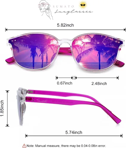 Miniatura 4 de Sumato Gafas de sol para mujer, lentes de sol rosas de ojo de gato para mujer con lente de moda espejada con bloqueo UV400