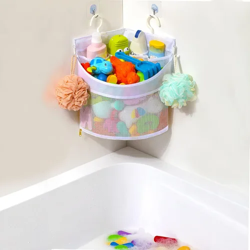 Miniatura 4 de Ligereza Organizador de juguetes de baño para bebé, secado rápido y a prueba de moho, soporte de suspensión para colgar en la esquina, organizador