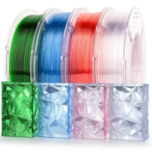 Miniatura 18 de AMOLEN Paquete de filamento PLA de seda para impresora 3D de 4.4 lbs, paquete de ácido poliláctico de doble color de 0.069 in, filamento PLA