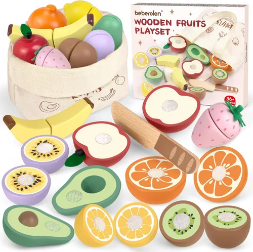 Juegos de comida de madera para cocina de juguete para niños, juguetes de corte, accesorios de cocina de simulación, regalo de cumpleaños para niños
