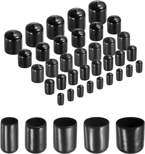 Miniatura 36 de uxcell 100 tapas redondas de goma para extremos de goma, tapas protectoras de rosca de tornillo de 1/2 pulgadas, 5/8 pulgadas, 3/4 pulgadas, 7/8