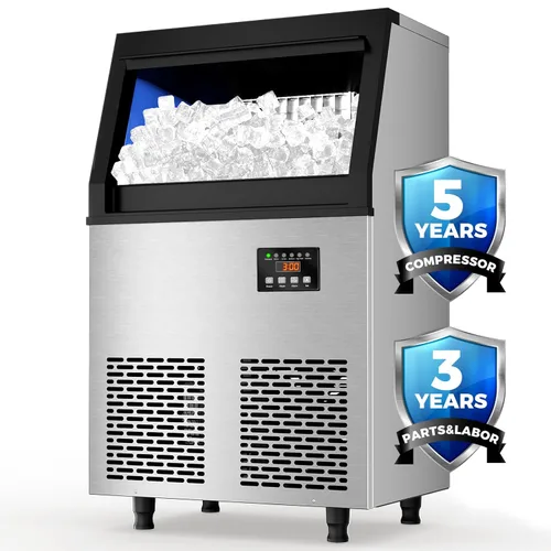 Miniatura 10 de Coolski Máquina de Hielo Comercial Bajo Mostrador de 15" de Ancho, 80 LBS/Día de Acero Inoxidable Incorporada e Independiente con Filtro de Agua