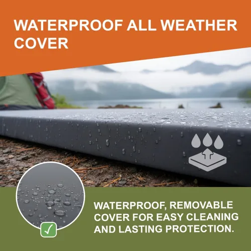 Miniatura 4 de Colchón impermeable multiusos para camping (26 x 72/30 x 75/38 x 75) almohadilla enrollable con parte inferior antideslizante lavable con cremallera