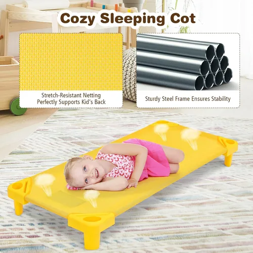 Miniatura 5 de KOTEK Catres apilables para niños, catres portátiles para niños pequeños, 52 pulgadas de largo x 23 pulgadas de ancho, listas para montar, ahorro