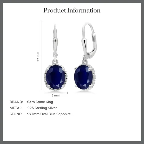 Miniatura 67 de Gem Stone King Aretes colgantes de gota para mujer, plata de ley 925, piedra natal ovalada de 0.354 x 0.276 in, joyería fina, regalos para ella