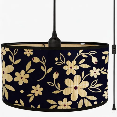 Miniatura 13 de Bioaqua - Sombra de lámpara de bambú, luces colgantes con cable enchufable (15 pies), lámpara colgante con patrón, luces colgantes boho para Lámpara