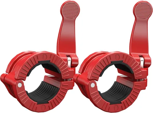 Miniatura 11 de Abrazaderas de barra de 1 pulgada o 2 pulgadas, 2 clips ajustables de liberación rápida, clips de peso olímpicos (rojo, 0.98-1.18 pulgadas)