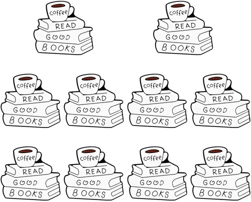 Cuentas focales de silicona con forma de libro de café, cuentas focales planas para bolígrafos, llavero, pulsera, cordón, bricolaje, 10 unidades