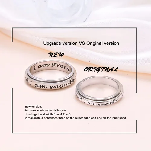 Miniatura 3 de JZMSJF S925 Sterling Silver Spinner Fidget Ring for Anxiety Stress Relief Boredom ADHD Autism Rings