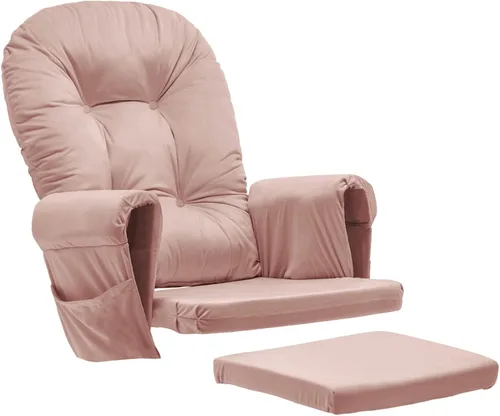 Miniatura 11 de Paddie Glider Rocker - Cojines de repuesto de terciopelo con almacenamiento, juego de cojines para silla mecedora con lazos, 5 unidades, color beige