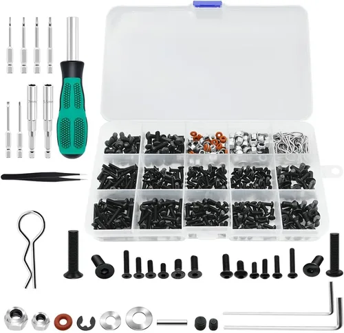 GLOBACT Kit de herramientas de reparación RC de 531 piezas y destornilladores RC hexagonal para Axial Redcat HPI Arrma Losi RC4WD 1/8 1/10 1/12 1/16