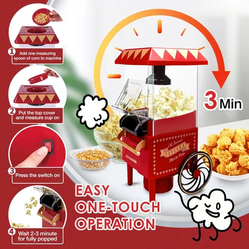 Miniatura 4 de Máquina de palomitas de maíz, kit de máquina de palomitas de maíz de aire caliente, caja de regalo, máquina portátil para hacer palomitas de maíz