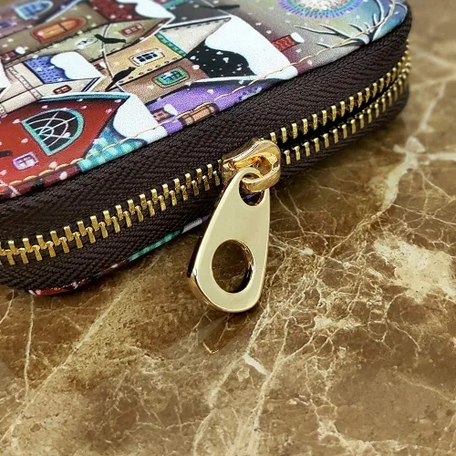 Miniatura 5 de Funda de cuero con cremallera para tarjetas de crédito RFID para mujeres y niñas