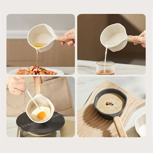 Miniatura 2 de Sartenes calentadoras de mantequilla ollas de leche con doble boquilla antiadherente sartenes pequeños utensilios de cocina cacerola ollas de cocina