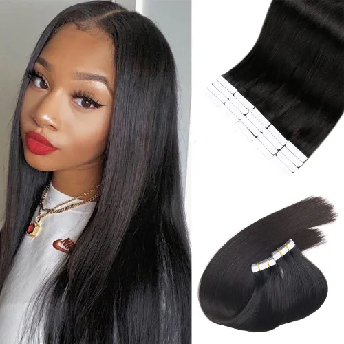 Miniatura 38 de Extensiones de cabello cosidas de cabello humano real, balayage de negro brillante a rubio dorado, paquete de extensiones de cabello humano