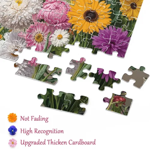 Miniatura 4 de Rompecabezas de flores para adultos de 1000 piezas, rompecabezas floral de plantas vintage, colorido jardín, bonito girasol de primavera, flores