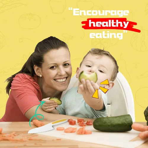 Miniatura 5 de Suhctuptx Cuchillos de cocina para niños, juego de cuchillos de nailon para niños pequeños con cortador ondulado, cuchillo seguro para niños