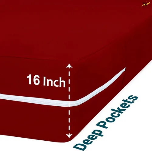 Miniatura 3 de Protector de colchón tamaño individual, funda 100% impermeable con cremallera, 15 pulgadas de profundidad, funda de colchón de seis caras para cama