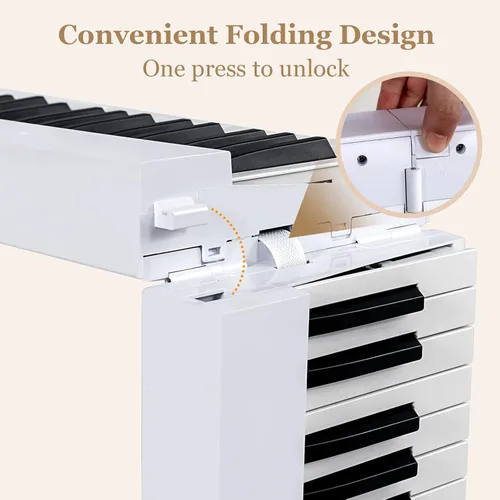 Miniatura 5 de iMeshbean - Piano digital plegable para principiantes, 88 teclas, tamaño completo, teclado semi pesado, piano eléctrico portátil con pedal, bolsa