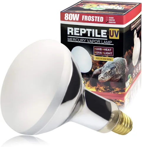 LUCKY HERP Bombilla de calor de vapor UVA+UVB de 80 vatios, lámpara de alta intensidad autobalastada para reptiles y anfibios, lámpara solar para