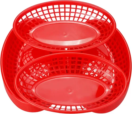 Miniatura 4 de Paquete de 24 cestas de comida rápida, cestas de plástico de comida rápida para restaurantes, cestas de pan frito bandeja para perros calientes