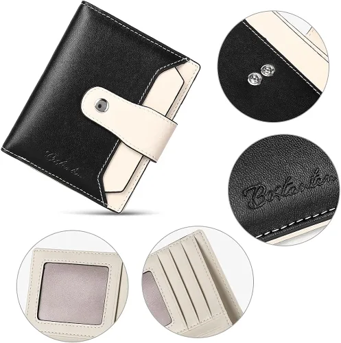 Miniatura 4 de BOSTANTEN - Billetera de cuero para mujer con bloqueo RFID, pequeña, con cremallera, de bolsillo, para tarjetas, con ventana para documento