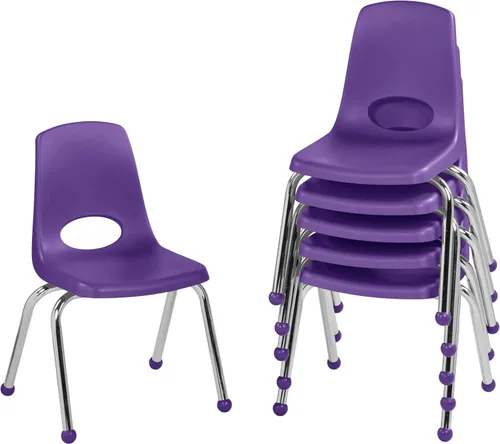 Miniatura 22 de FDP 16" Silla apilable escolar, silla de estudiante apilable con patas de acero cromado y ruedas; para aprendizaje en casa o en el aula - Gris claro
