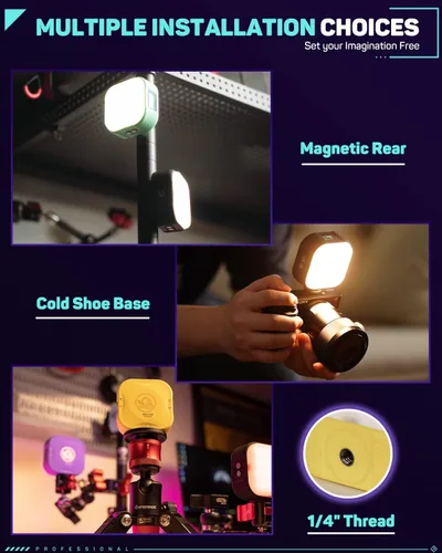 Miniatura 3 de IFOOTAGE Luz de video RGBW, luz de cámara RGB portátil, 2700K-10000K/CRI 95+/120 minutos de duración de la batería/recarga/control