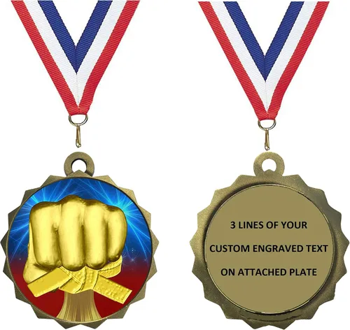 Miniatura 18 de Express Medals Various Styles 1 to 50 Pack of Engraved Gold Martial Arts Medals Trophy Award with Neck Ribbon Medal Trophies Gift Prize Karate