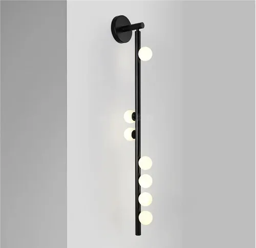 Lámpara de Pared Nórdica Luz de Fondo para TV con Diseño Minimalista en Cristal para Sala, Dormitorio y Entrada Elegante (Negro, Luz Blanca)