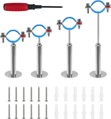 Miniatura 20 de 2 unidades de soportes de tubo para montaje en pared y en techo, de acero inoxidable 304, adecuados para tubos con diámetro exterior de 1-1/2