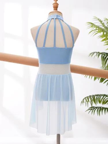 Miniatura 49 de Vestido de ballet lírico para niñas y niñas, sin mangas, encaje floral, leotardo contemporáneo, moderno disfraz de baile