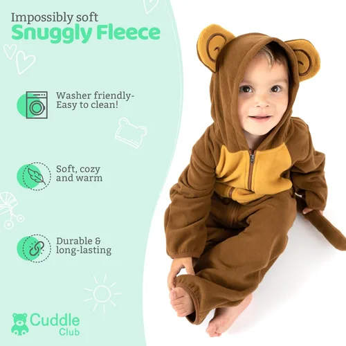 Miniatura 26 de Enterizo de vellón para bebé, rómper de una sola pieza con capucha para niños, ropa para exteriores, chaqueta infantil
