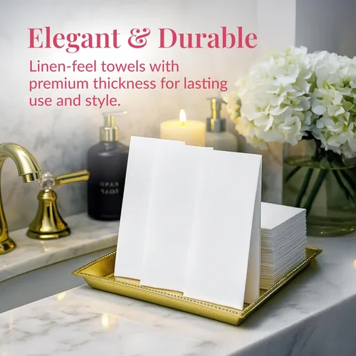 Miniatura 2 de Prestee 100 Toallas de Papel Desechables de Tacto de Lino - Toallas de Mano para Baño - Servilletas Similares a la Tela para Bodas, Eventos y Cenas