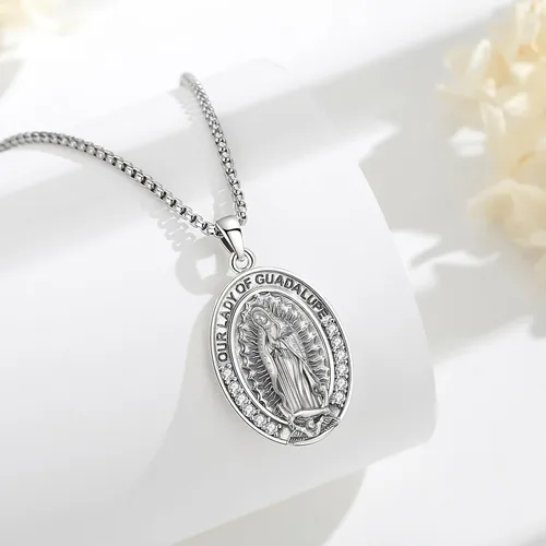 Miniatura 2 de Vito Collar de plata de ley 925 para mujeres y hombres, San Benito, crucifijo, Caravaca, San Cristóbal, San Judas, medalla patronal, amuleto