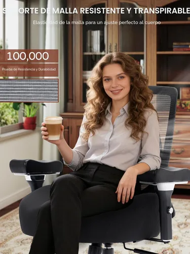 Miniatura 4 de Silla de oficina grande y alta de 700 libras, silla de escritorio ergonómica con cojín grueso de ancho, silla de oficina de malla ejecutiva