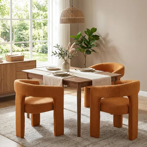 Miniatura 56 de HNY Silla moderna de cocina y comedor de estilo barril, silla de acento tapizada en cuero sintético PU con brazo, silla de lado de 47 cm de ancho