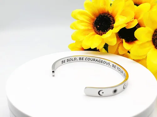Miniatura 316 de Pulseras inspiradoras para mujer, joyería de acero inoxidable, con refranes, pulsera motivacional con mensaje oculto, pulseras grabadas para mejor