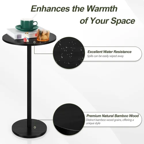 Miniatura 4 de Vrisa Mesa de bebida para espacios pequeños, pedestal redondo, pequeña y moderna, mesa auxiliar de Martini para sala de estar, dormitorio, sofá