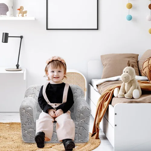Miniatura 9 de ALIMORDEN Silla de Espuma Ultra-Suave para Acurrucarse para Niños, con Patrón de Fósiles de Dinosaurios que Brillan en la Oscuridad, Sofá de Lectura