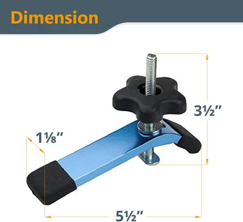 Miniatura 5 de POWERTEC 71169 Pista en T universal de 48 pulgadas con 2 abrazaderas de sujeción, azul anodizado