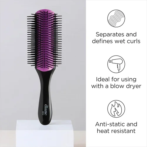 Miniatura 2 de Cepillo de Peinado de Clavijas de Nailon Diane para Desenredar, Separar, Dar Forma y Definir el Cabello Húmedo Grueso o Rizado, Se Desliza a Través