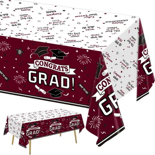 Oigco Decoraciones de fiesta de graduación, mantel de graduación de felicitaciones para suministros de fiesta de graduación 2026, paquete de 3