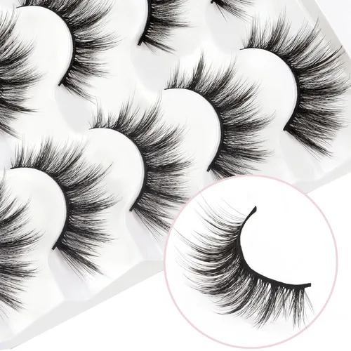 Miniatura 162 de Veleasha Pestañas postizas de manga puntiagudas, 100% hechas a mano, aspecto natural, pestañas postizas ligeras con banda transparente suave