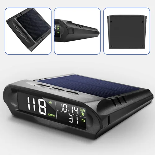 Miniatura 5 de Velocímetro solar digital para coche con pantalla LCD, visualización de cabeza arriba, alarma de exceso de velocidad, pantalla de KMH/MPH